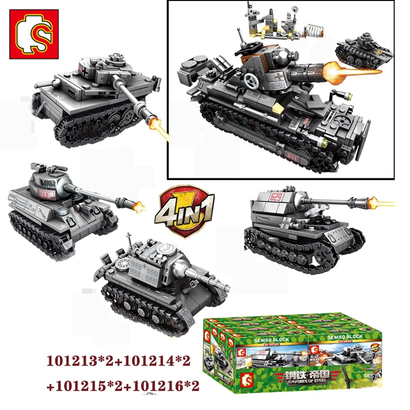 

SEMBO BLOCK 1914 PCS Tank Military Series Building Blocks Bricks Figures toy soldiers Vehicle army blocks Military World War 2