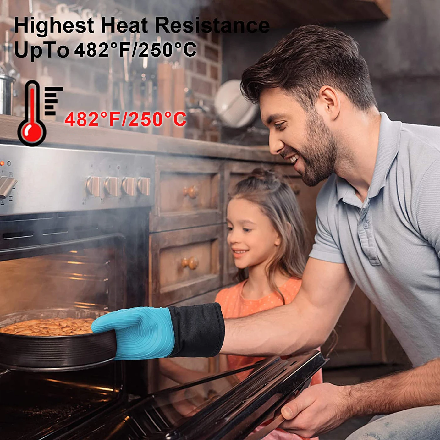 1 пара силиконовые перчатки для духовки и барбекю |