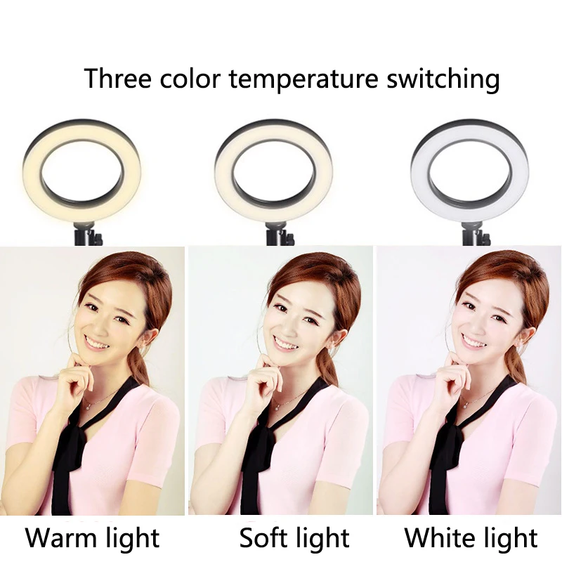 

Phone selfie ring light 6" Dimmable USB Plug Round lamp With Tripod Bluetooth For Studio Photography Video Photo ringlight