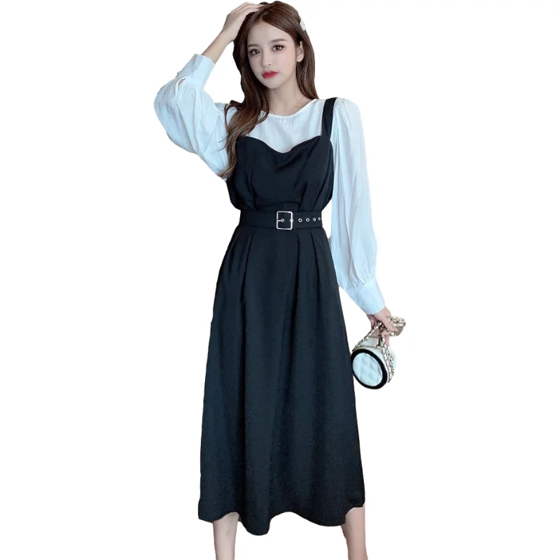 Женский Повседневный комплект из 2 предметов легкая юбка с длинным рукавом осень