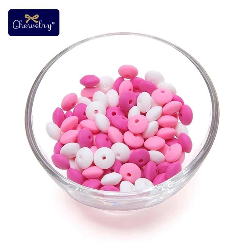 40PC Hot Pink Series Перламутровый силиконовый Прорезыватель 10 мм 20 шт Силиконовые Бусины DIY Бусины Пищевой класс силиконовые счеты бусины зубные кольца для детей ожерелье Успокаивающая игрушка - Цвет: 40PC Hot Pink Series