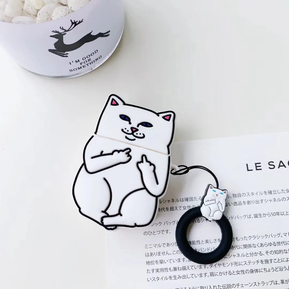 3D чехол для наушников Airpods 2 чехол силиконовый Кот мультфильм милые наушники чехол для Apple Air Pods Чехлы для наушников Аксессуары