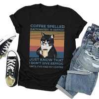coffee spelled letter print womens tshirts cute cat graphic summer harajuku t shirt tops female aesthetic tees clothes