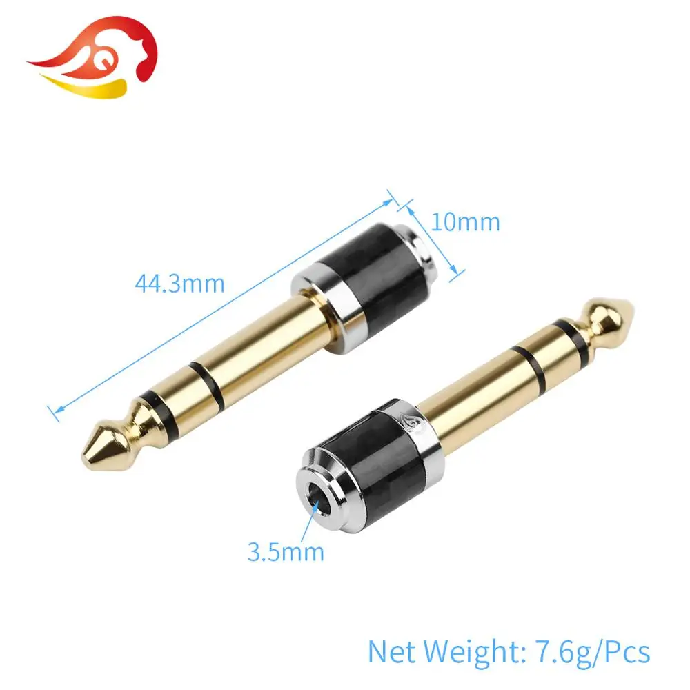 Аудиоадаптер QYFANG штекер 6 35 мм 1/4 дюйма 3 5 гнездо 1/8 разъем из углеродного волокна