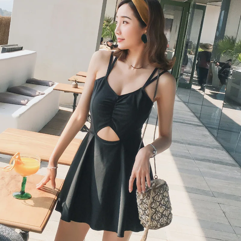 Женский купальник пуш-ап черное пляжное платье летний сексуальный купальный