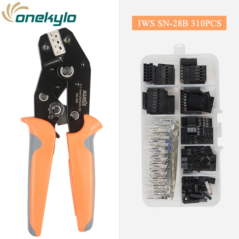

IWISS SN-28B 310pcs Dupont crimping pliers Wire Jumper Pin Header Connector Housing Kit Male/Female Crimp Pins Terminals set