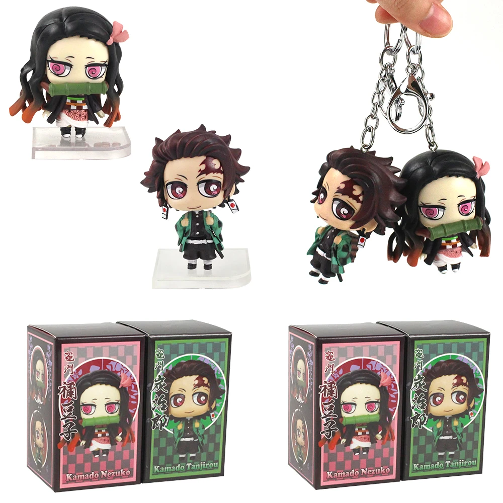 6 5 7 см 2 шт. комплект демон убийца Kimetsu без Yaiba версии камадо Tanjirou Nezuko Брелки ПВХ