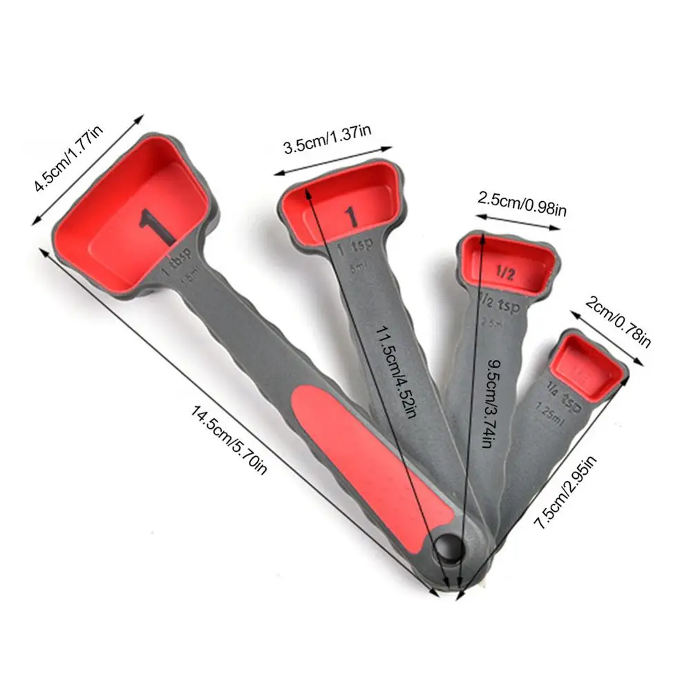

4PCS Silicone Measuring Cup Measuring Spoon Baking Utensils Kitchen Storage