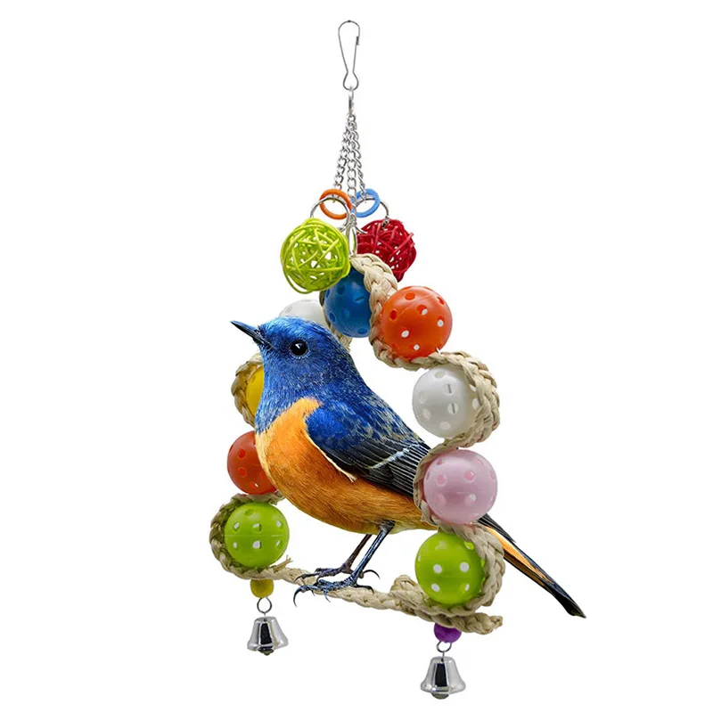 

1pcs Parrots Swing Toy Bird Parrot Parakeet Budgie Perch Hanging Swings Cage Toys with Colorful Hollow Balls Bells Bird Supplies