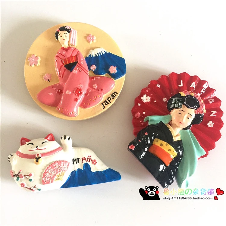 Полимерные 3D магниты на холодильник японское кимоно в Токио для девочек