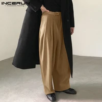 stylish new mens high waist pantalons party shows solid color all match fashionable hot sale wide leg pants s 5xl 2022 incerun