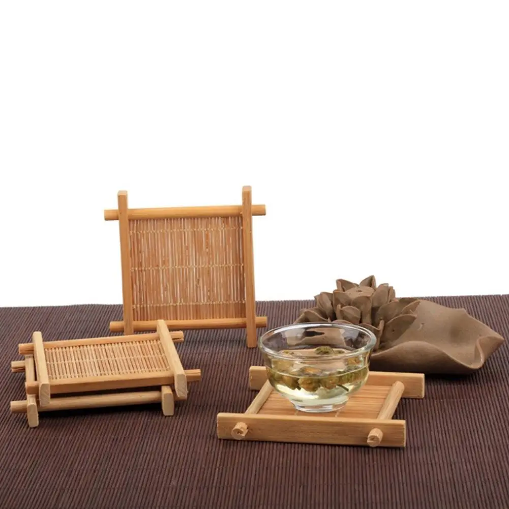 Бамбуковая подставка под кружку блюдо пот колодки Набор деревянных подставок