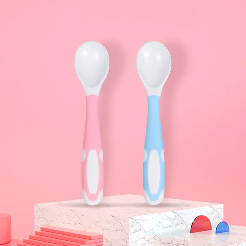 Cucharas de frutas de PP para beb&eacute;, dise&ntilde;o dentado de doble cara, platos de alimentaci&oacute;n, vajilla para ni&ntilde;os, platos para beb&eacute;, alimentador de comedor, 2 unids/lote-1
