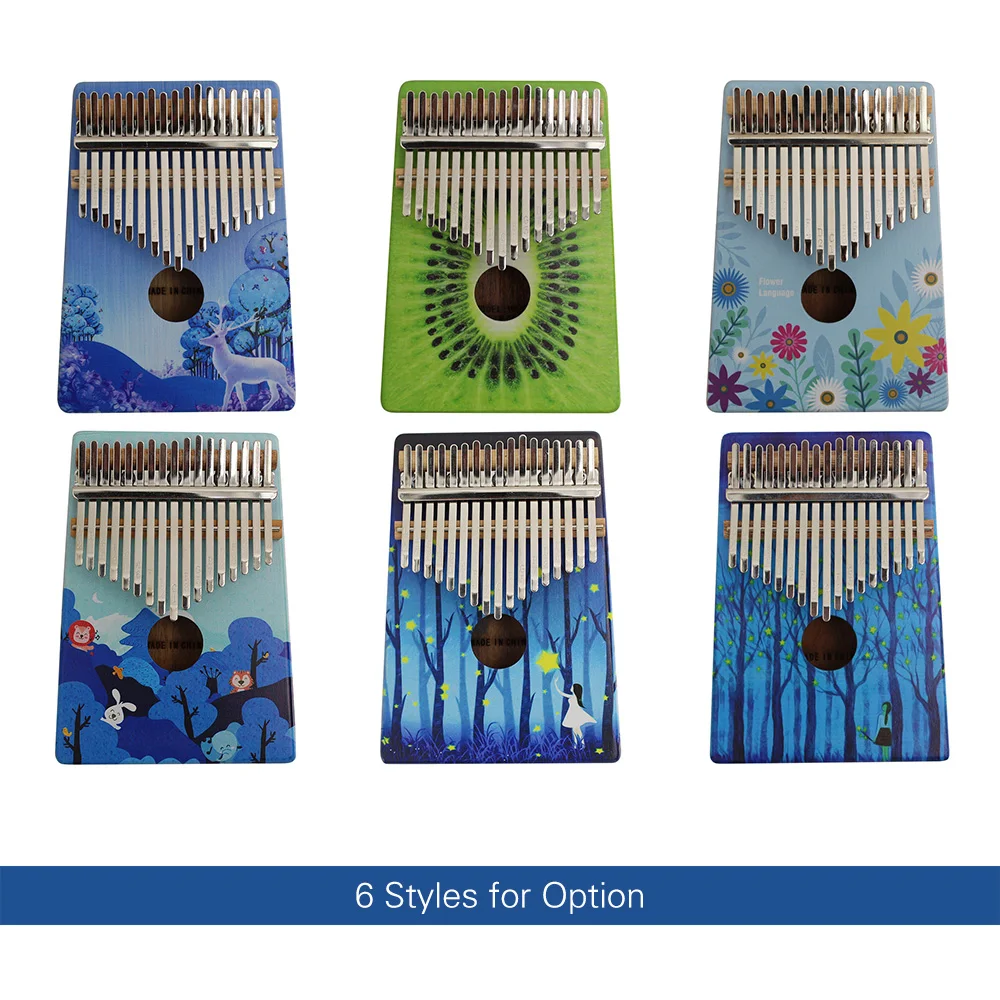 

Kalimba 17-Key Wooden Thumb Piano Mbira with Colored Drawing Musical Instrument Gift for Music Lovers Beginners Students