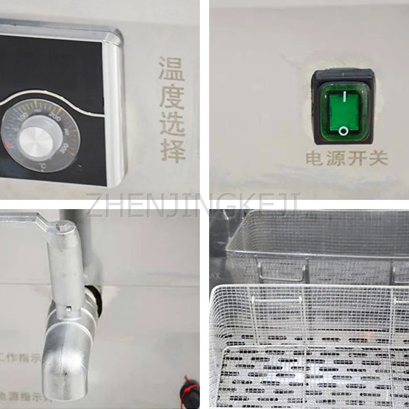 

20L Desktop 6KW Digital Display Temperature Control Commercial Electric Fryer 220V/380V Single Cylinder Fried Chicken Fries Pot
