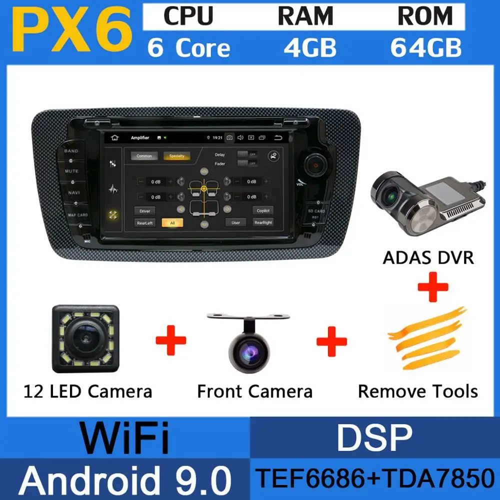 PX6-Adas 5 USB порт Android 9,0 PX6/Восьмиядерный автомобильный dvd-плеер для сиденья Ibiza 2009 2010 2011 2012 2013 Автомобильный Радио DSP gps Мультимедиа - Цвет: PX6-Adas