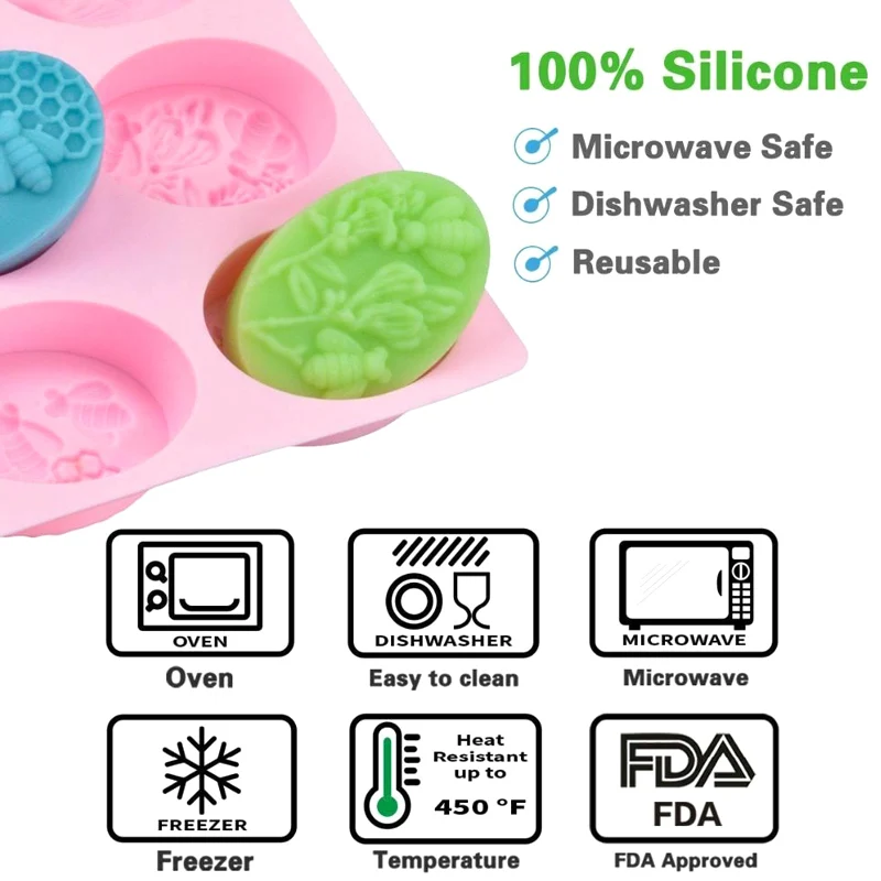 

Bee Silicone Soap Mold DIY Handmade Craft 3D Making Cake Mould for Home Kitchen BOM666