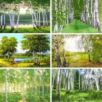 gatyztory diy handpainted oil painting paint by numbers for adults green tree landscape picture paint home decoration unique gif