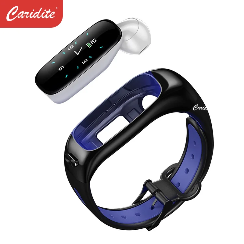 Caridite черный технологический умный браслет bluetooth наушники 2 в 1 для мужчин и женщин