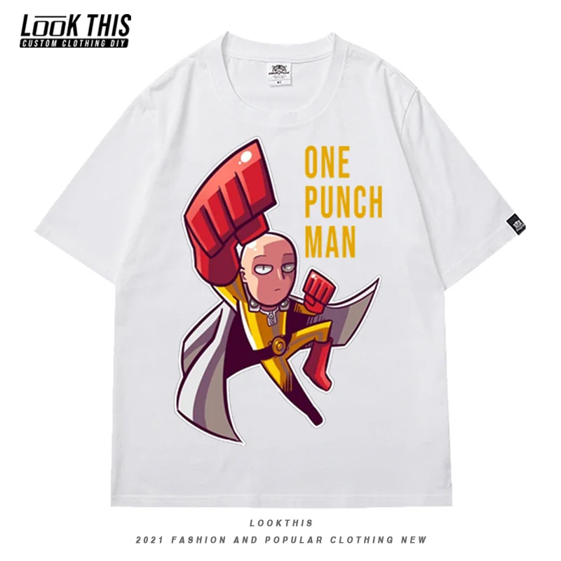 

2021 New One-Punch Man T shirt Men Short sleeve shirt Teen Funny Anime T shirts Unisex Japan Punk T-shirt Mens Clothing Tee Tops