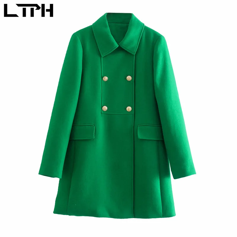 

LTPH vintage green trench coat women winter clothes double breasted long windbreakers jackets casual outwear 2021 autumn new
