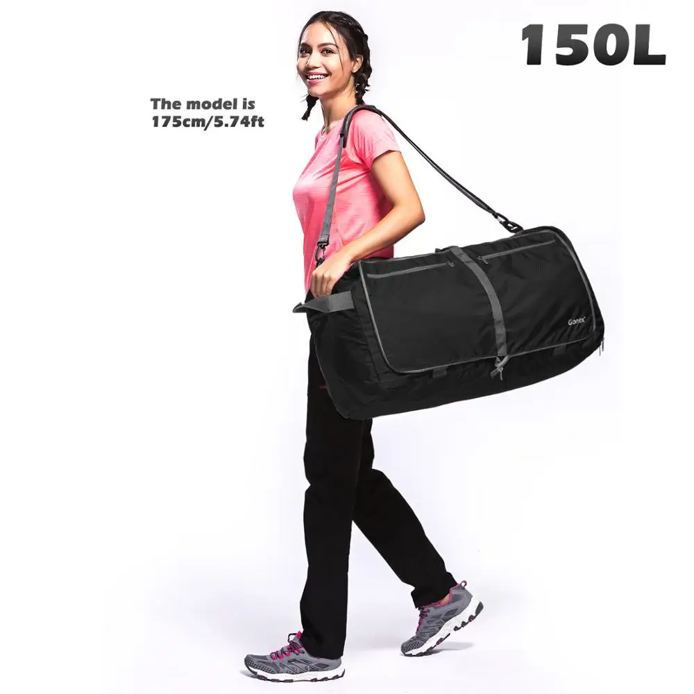 Black 150L Gonex 100 л дорожная сумка для багажа 210D нейлоновая Женская и мужская дорожная сумка для путешествий Сверхлегкая складная сумка для отдыха и деловой поездки - Цвет: Black 150L