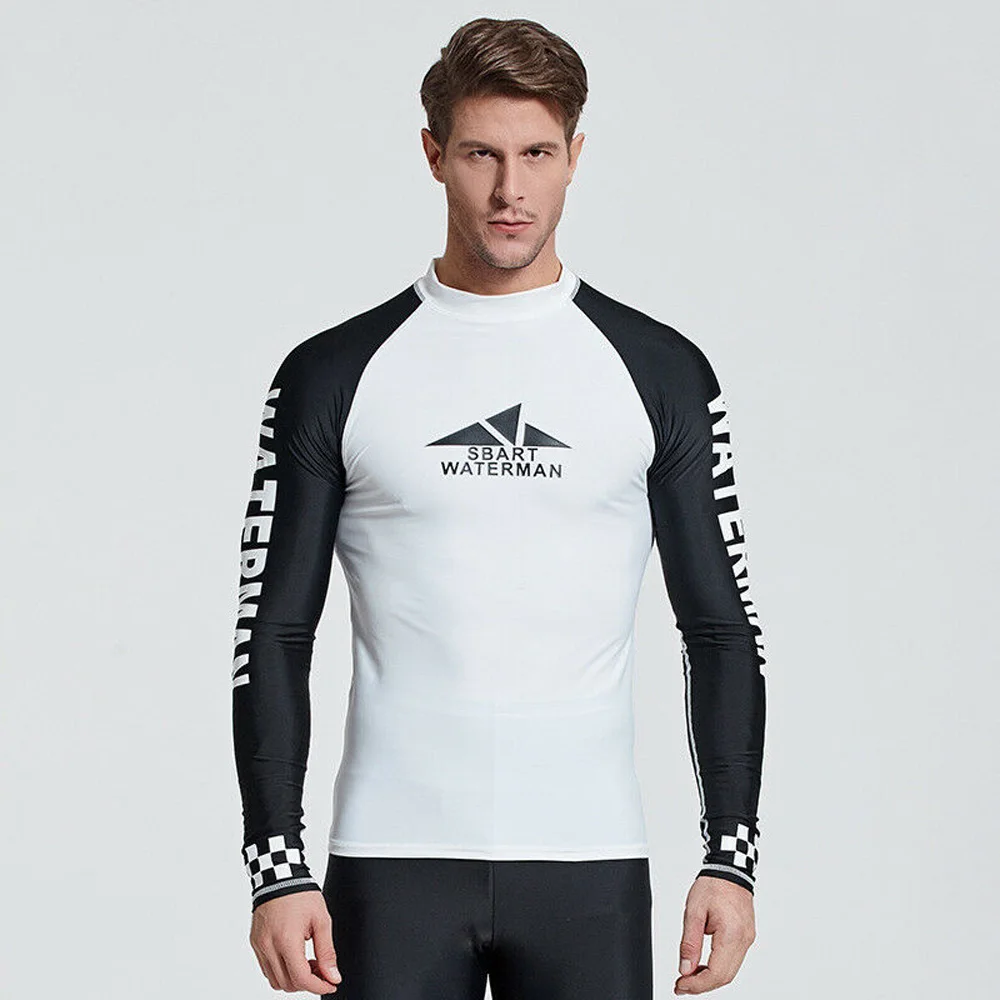 

Rash guards Wetsuit Round neck Shirts Slim fit Swimwear Tops Fishing Long Sleeve Men's Printed Supply Swimming