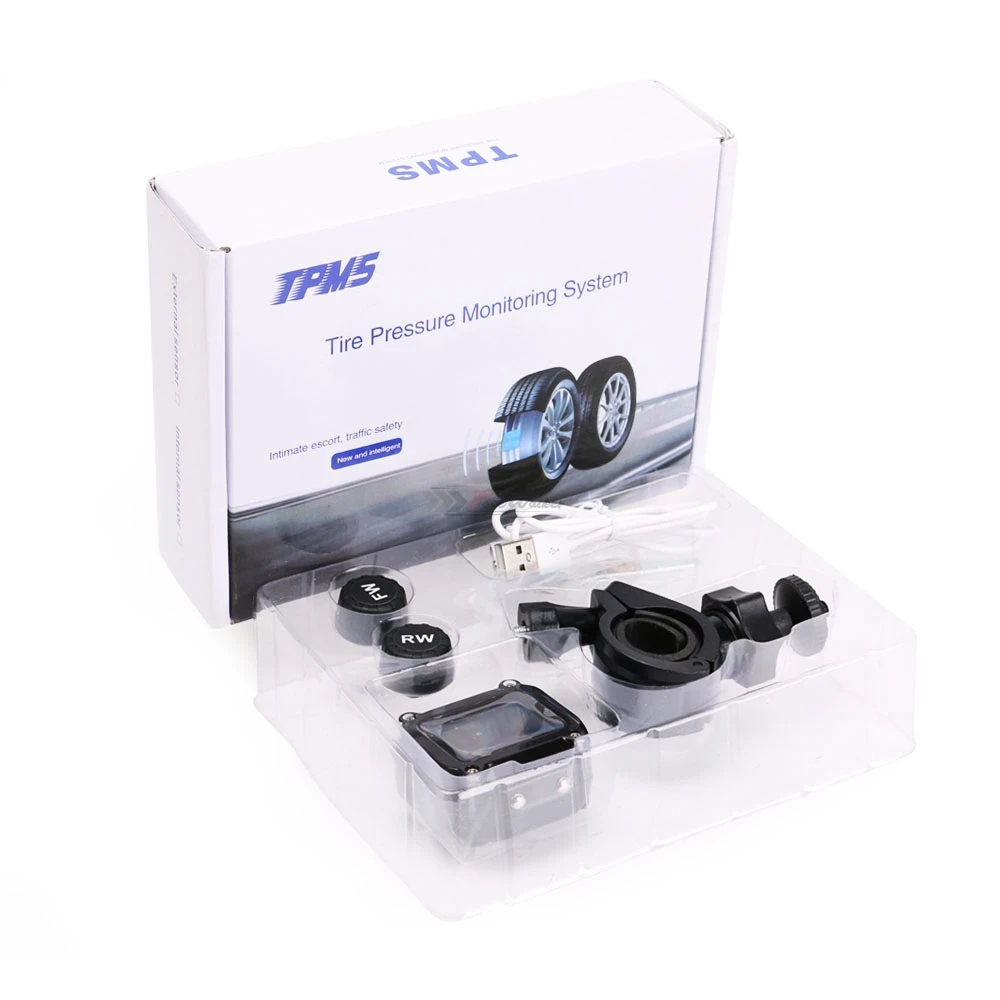 

Original Wireless Motorcycle TPMS Tire Pressure Monitoring System Motor Tyre LCD Display Internal or External TH/WI Sensors