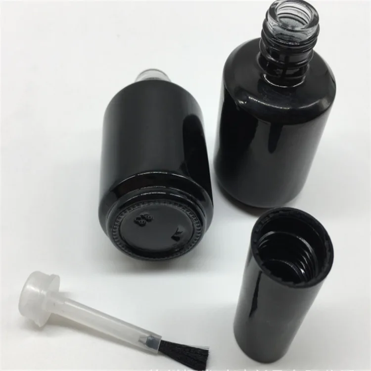 15 мл черный стеклянный круглый пустой лак для ногтей бутылка дизайна с черной