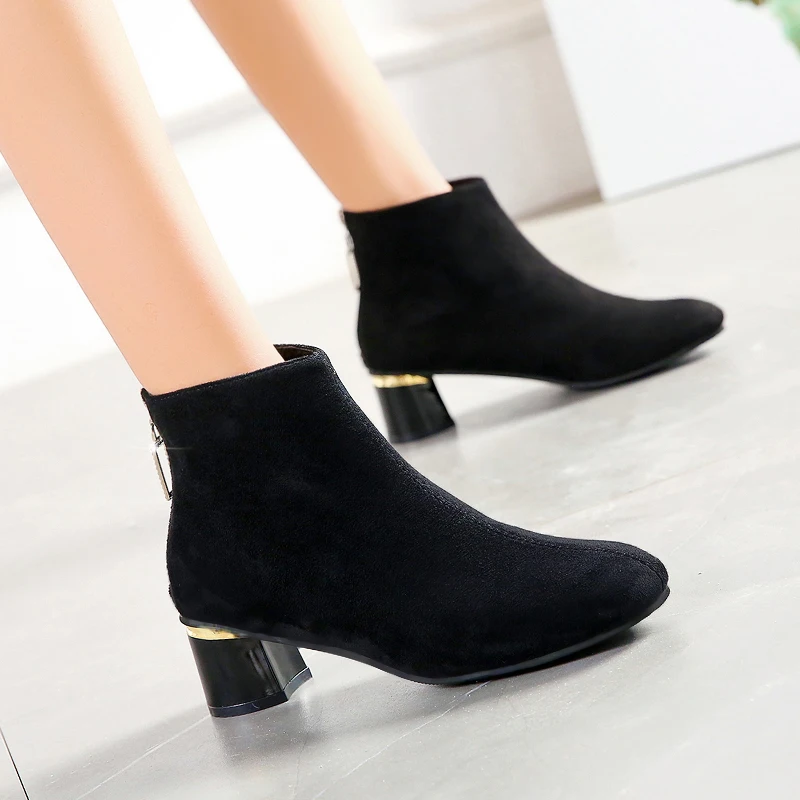 Женские ботильоны золотистого цвета на высоком каблуке с молнией сзади Botas Mujer