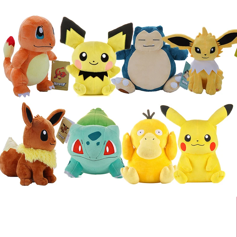 

Pikachu Stuffed Toy Eevee Squirtle Charmander Bulbasaur Snorlax Jigglypuff Anime Pokemon Plush Doll Christmas Birthday Kid Gift