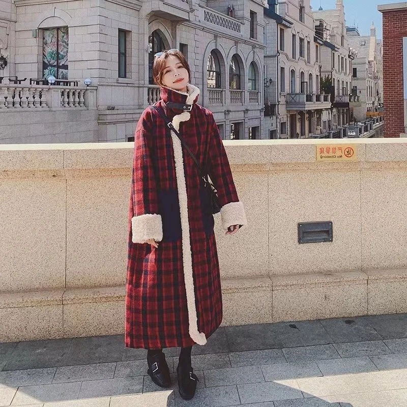 Женское зимнее пальто-поло с воротником из овечьей шерсти хлопковое пальто в