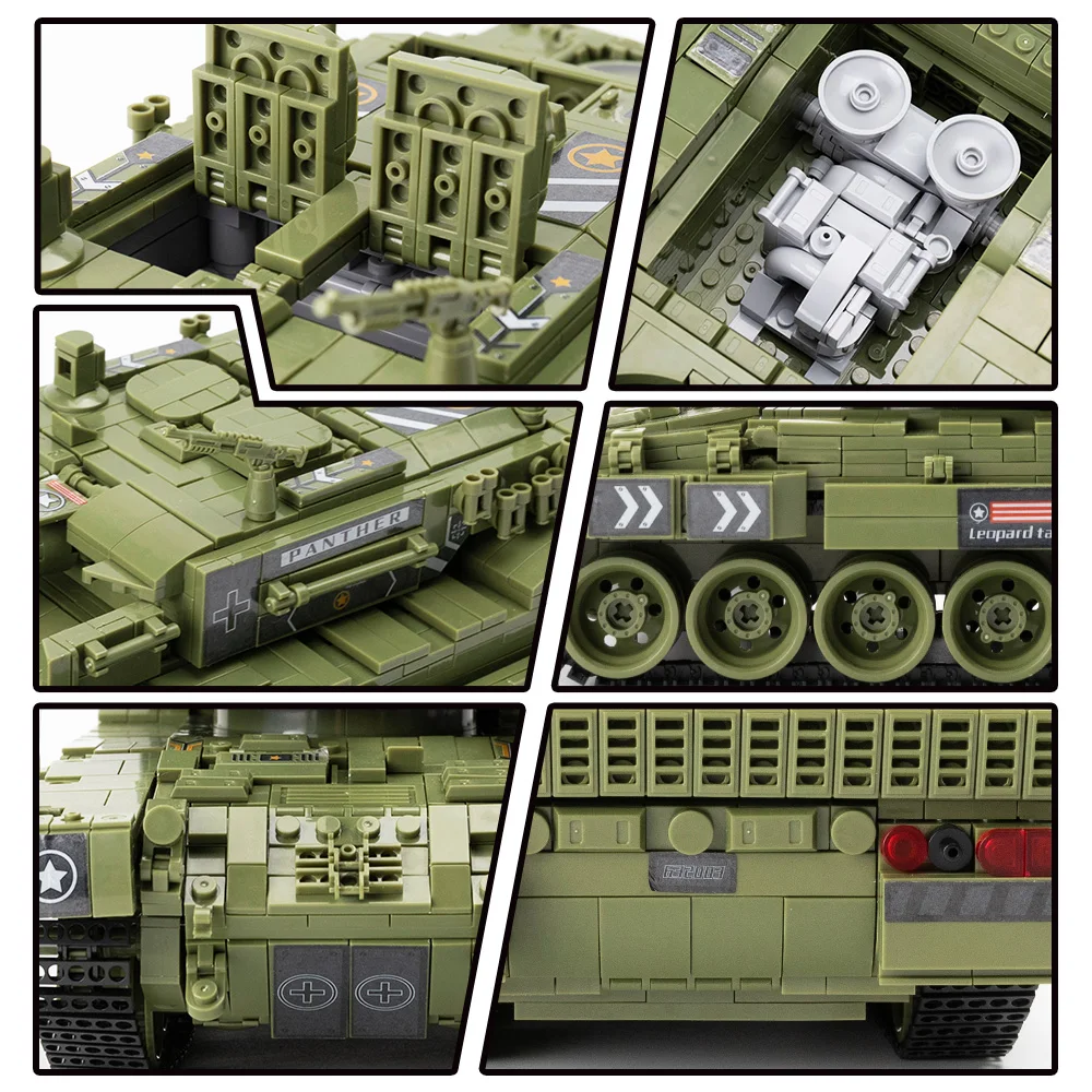

City 1747Pcs Leopard 2 Main Battle Tank MK4 Building Blocks Military WW2 Army Soldier Bricks Toys Gifts For Kids Boys Children