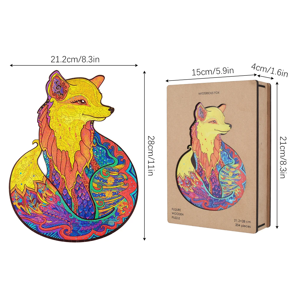

Wooden Animal Puzzle Fox For Adults Children DIY Puzzle Each Piece Is Animal Shaped Fabulous Christmas Gift Toy Jigsaw Puzzles