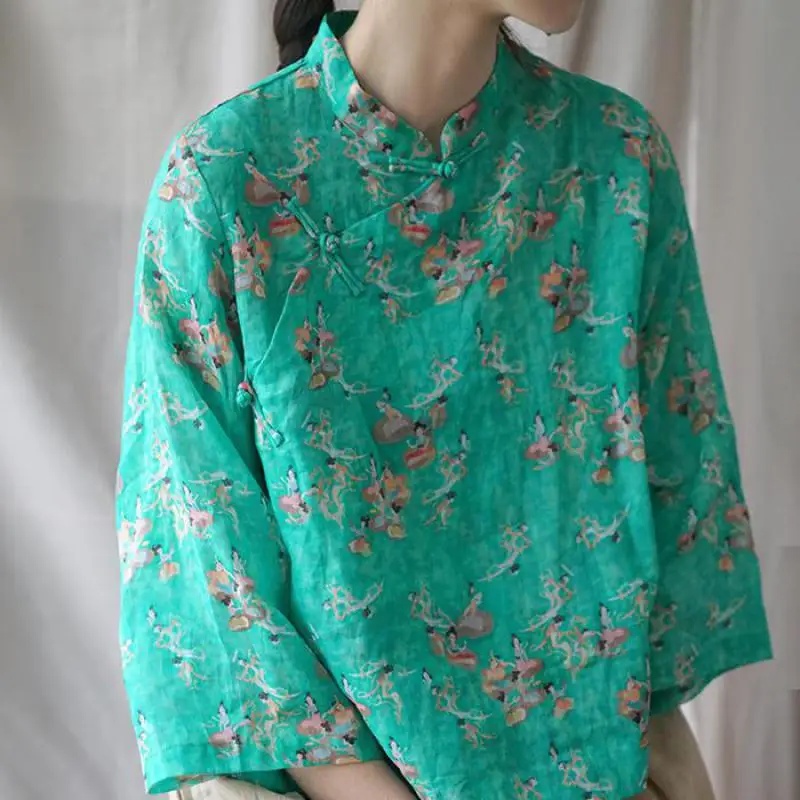 Женские топы 2019 летняя одежда обычные три четверти рукав винтажный принт