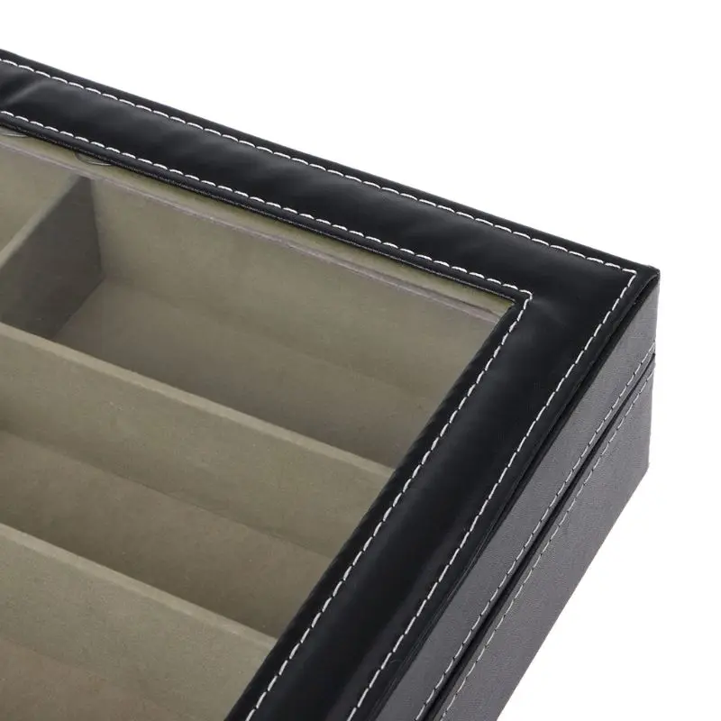 

8 Slots Eyeglasses Sunglasses Faux Leather Storage Organizer Display Case Box