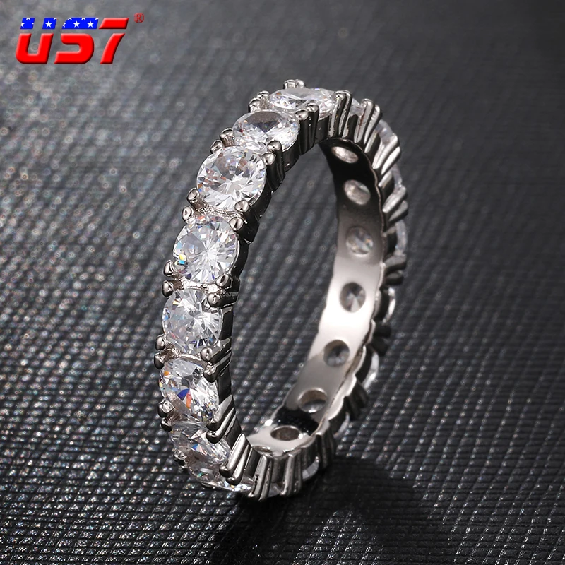 Мужское кольцо для тенниса US7 4 мм в 1 ряд медное бриллиантовое с кубическим