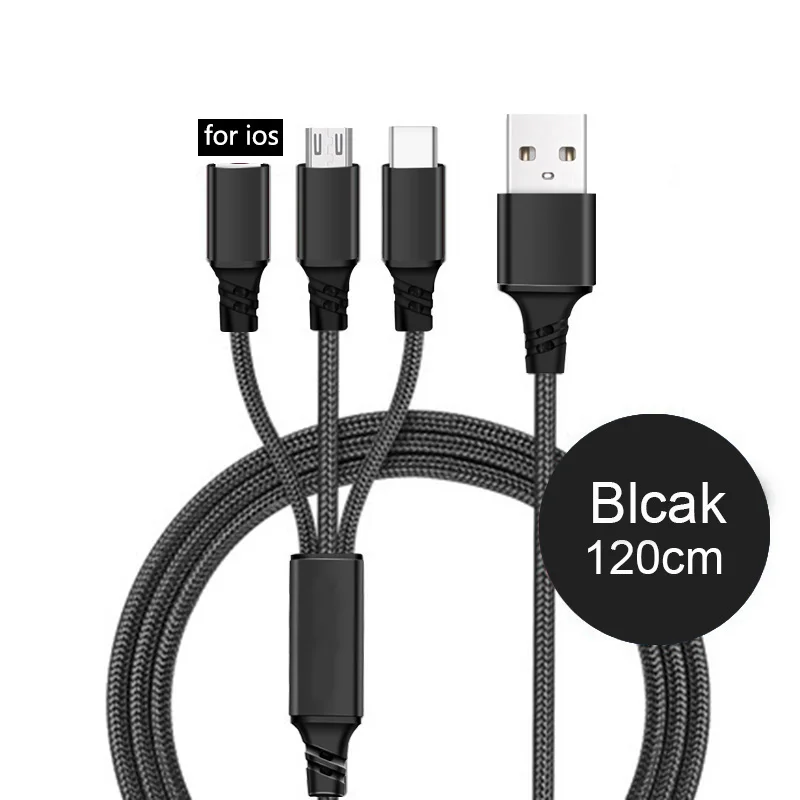 Кабель USB Type-C для iPhone 12 11 Pro XR XS Samsung S21 S20 Xiaomi Huawei 3 в 1 кабель Micro быстрой зарядки