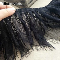 black widened double pleated eyelashes tulle lace diy ladies girls childrens clothing skirt cuffs convenient sewing trend trim
