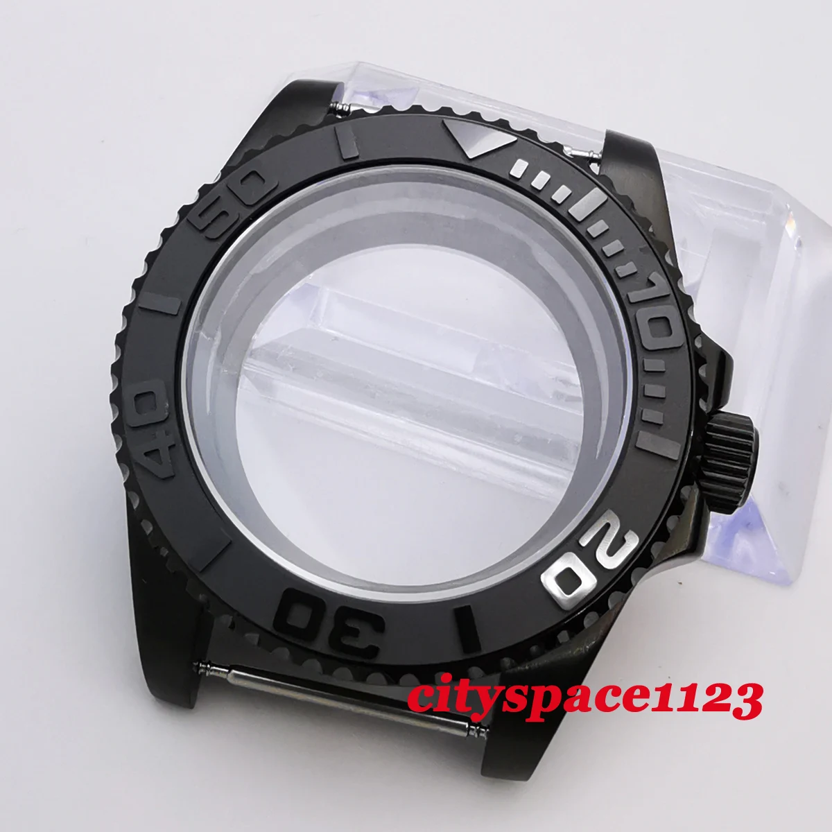 

40mm Ceramic Waterproof Mens Watch Case Sapphire Glass Black PVD Case fit NH35 NH36 Automatic Movement SS