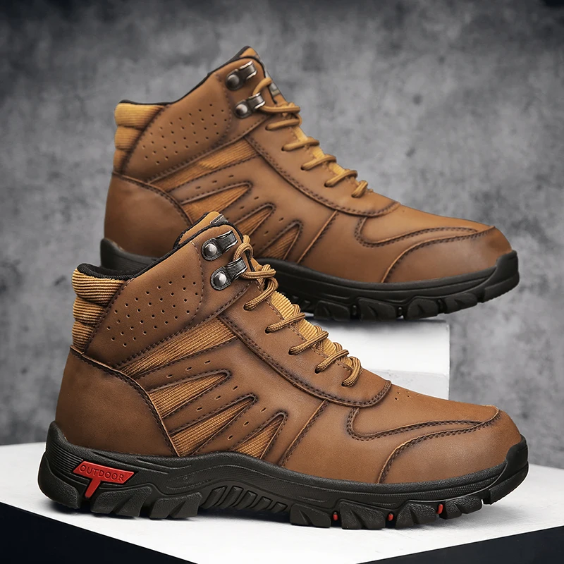 

Luxury Brand Retro Shoes for Men Breathable Inside Fur Hunting Boots Man Wearable Anti-Slip Handmade Large Size Shoes for Mens