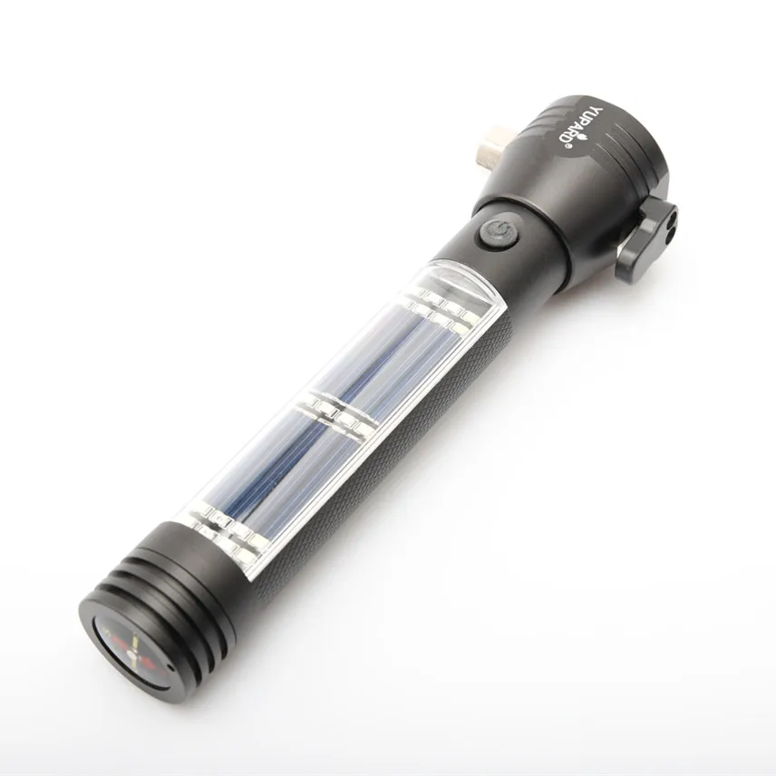 Harga Solar LED Flashlight 9-In-1 Multi-Fungsi Keselamatan Hammer Senter Usb Built-In Baterai Dengan Magnet Kelangsungan Hidup Alat Darurat