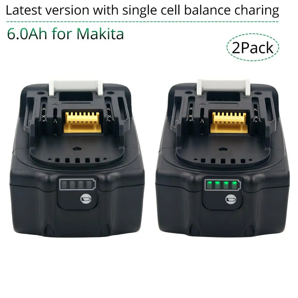 2 шт 18V 6000 мА/ч, Rechargealbe Батарея для Makita 18V BL1830B BL1860B BL1840B BL1815 LXT-400 последняя версия батарея для зарядки