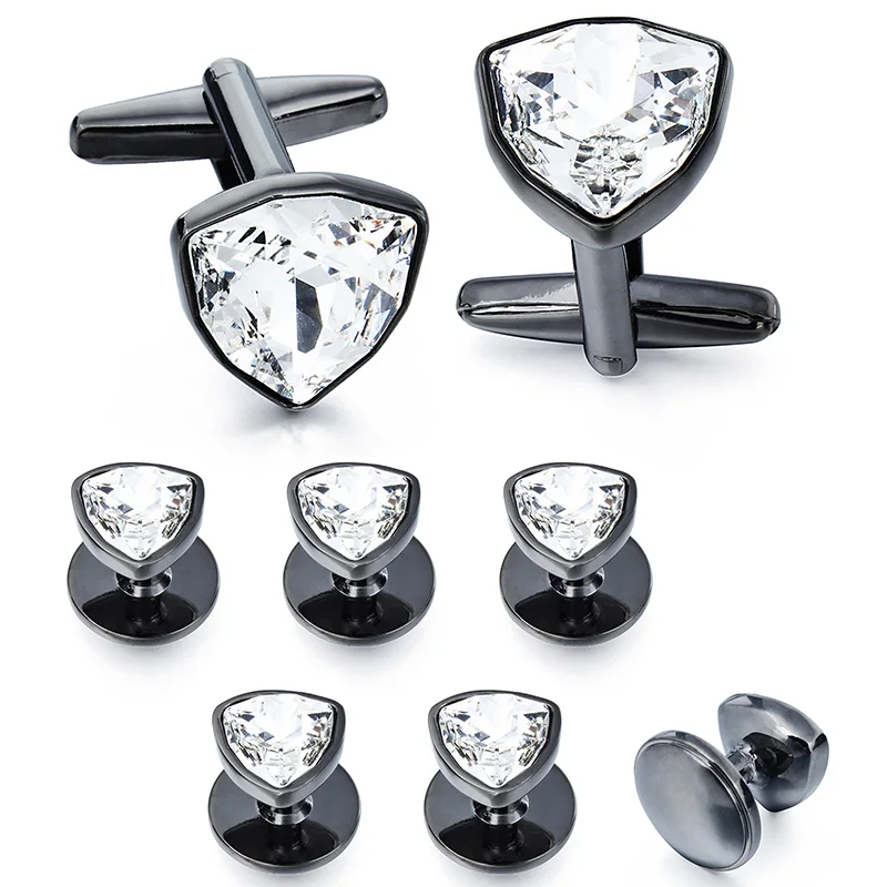 White HAWSON Swarovski запонки с кристаллами и шпильками набор для мужчин-2 шт. запонки с 6 шт. шпильки в подарочной коробке - Окраска металла: White