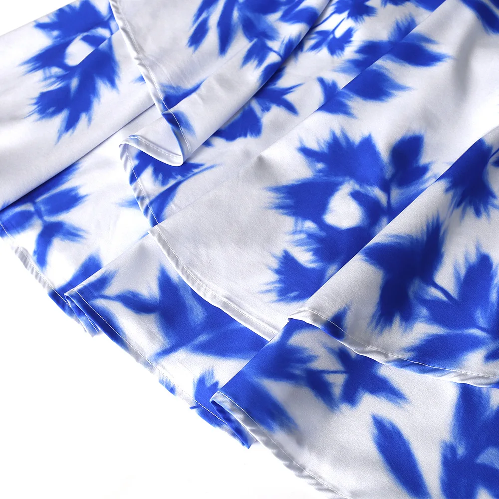 

Sexy V-Neck Dress African Dress Spring 2021 New Women's Fashion Print With Belt Elegant Intellectual High-Quality Chiffon Dress