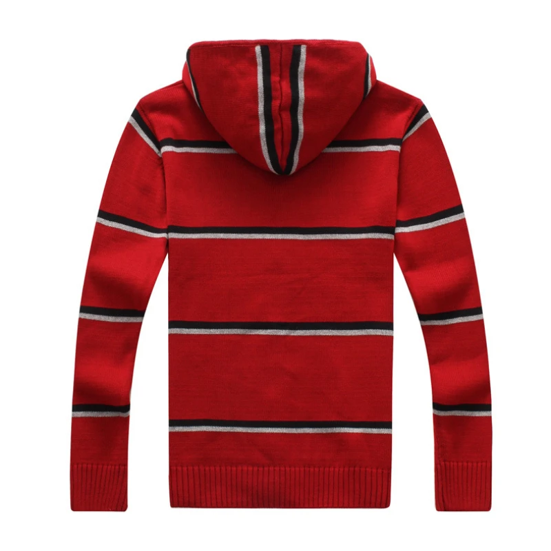 

Long Sleeved Park Jacket Men Cardigans Striped Jackets Hooded Eden Pull Homme Red Black Gray Zipper Coats7623
