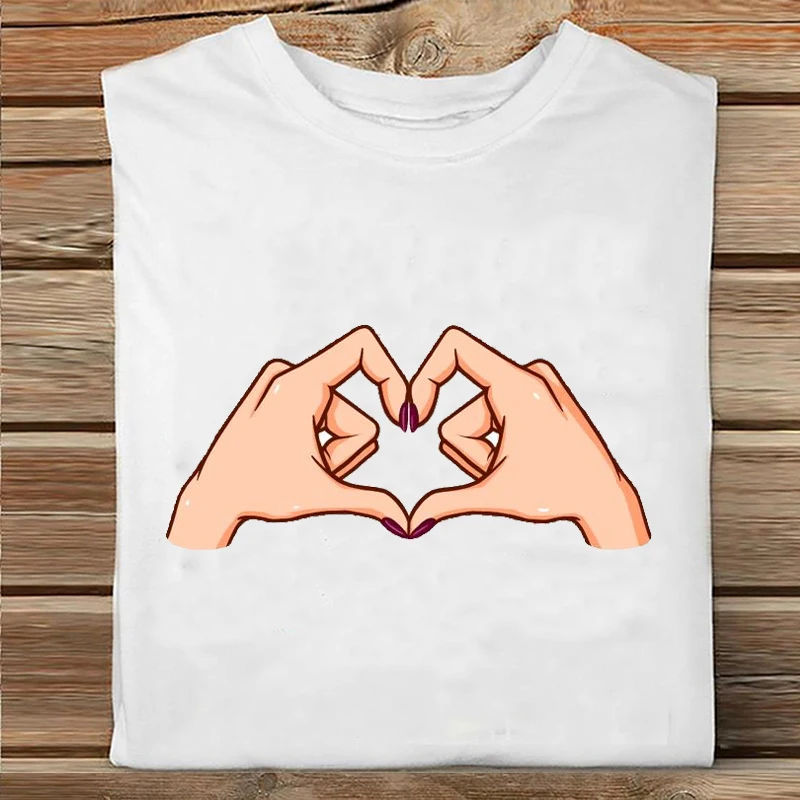 

Women Short Sleeve Love Heart Valentine Sweet Summer Casual Spring Clothes Print Tshirt Female Tee Top Ladies Graphic T-shirt
