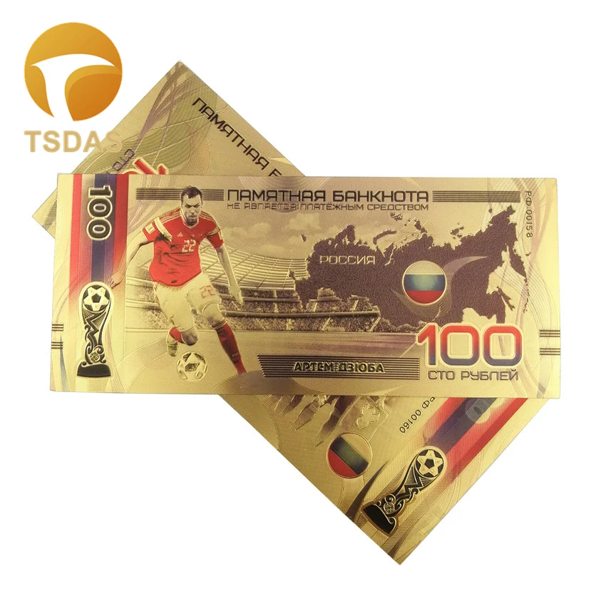 10 шт./лот Российская золотая банкнота 100 рубль футбольная коллекция Золотая