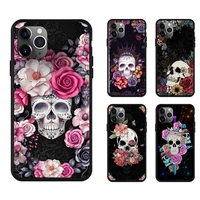 flower skull shell phone case for iphone 5 5s se 6 6s 7 8 plus x xr xs 11 12 mini pro max cover fundas coque