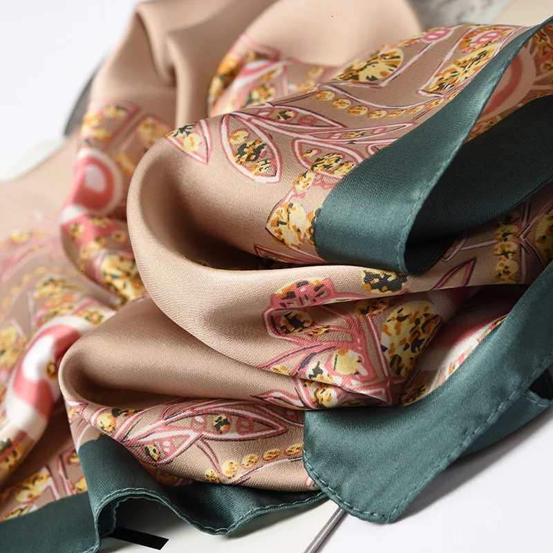 

New Twill Silk Women Square Hijab 70*70CM Luxury Brand Foulard Ladies Small Soft Hair Tie Band Shawl Head Scarves